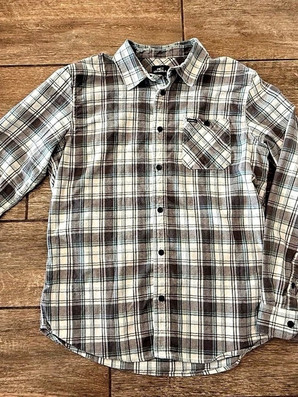 O'Neill Men's Plaid Button Down in Brown & Blue Mens Medium Excellent Condition
